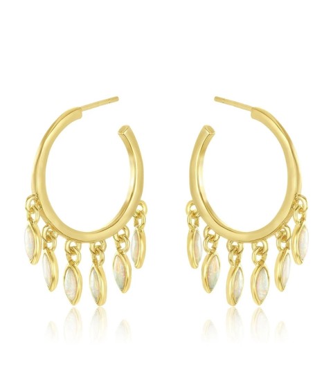  925 silver price per gram high quality hoop opal rainbow hoop tassels pave cubic zircon marquise earrings