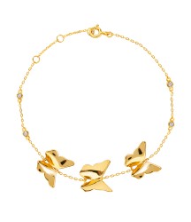  daily wear 925 sterling silver 18k gold butterfly charm cubic zirconia bracelet