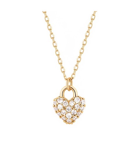  daily life women jewelry 925 silver dainty love heart lock pendant pave 3A+ zircons necklace