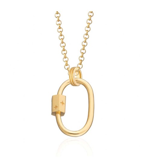  unique style 925 sterling silver screw clasp mechanism Oval carabiner charm collector necklace
