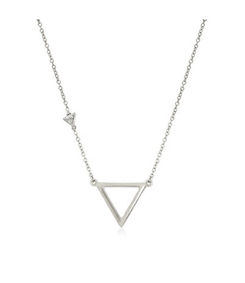  women fashion statement jewelry 925 sterling silver gold chain hollow triangle and side triangle shape diamond necklace